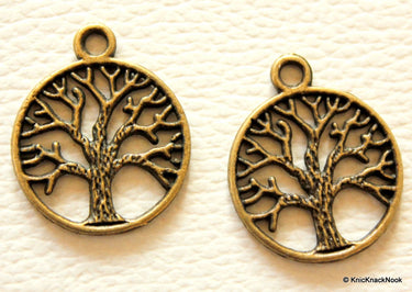 2 x Tree Pendant Bronze Tone Charms